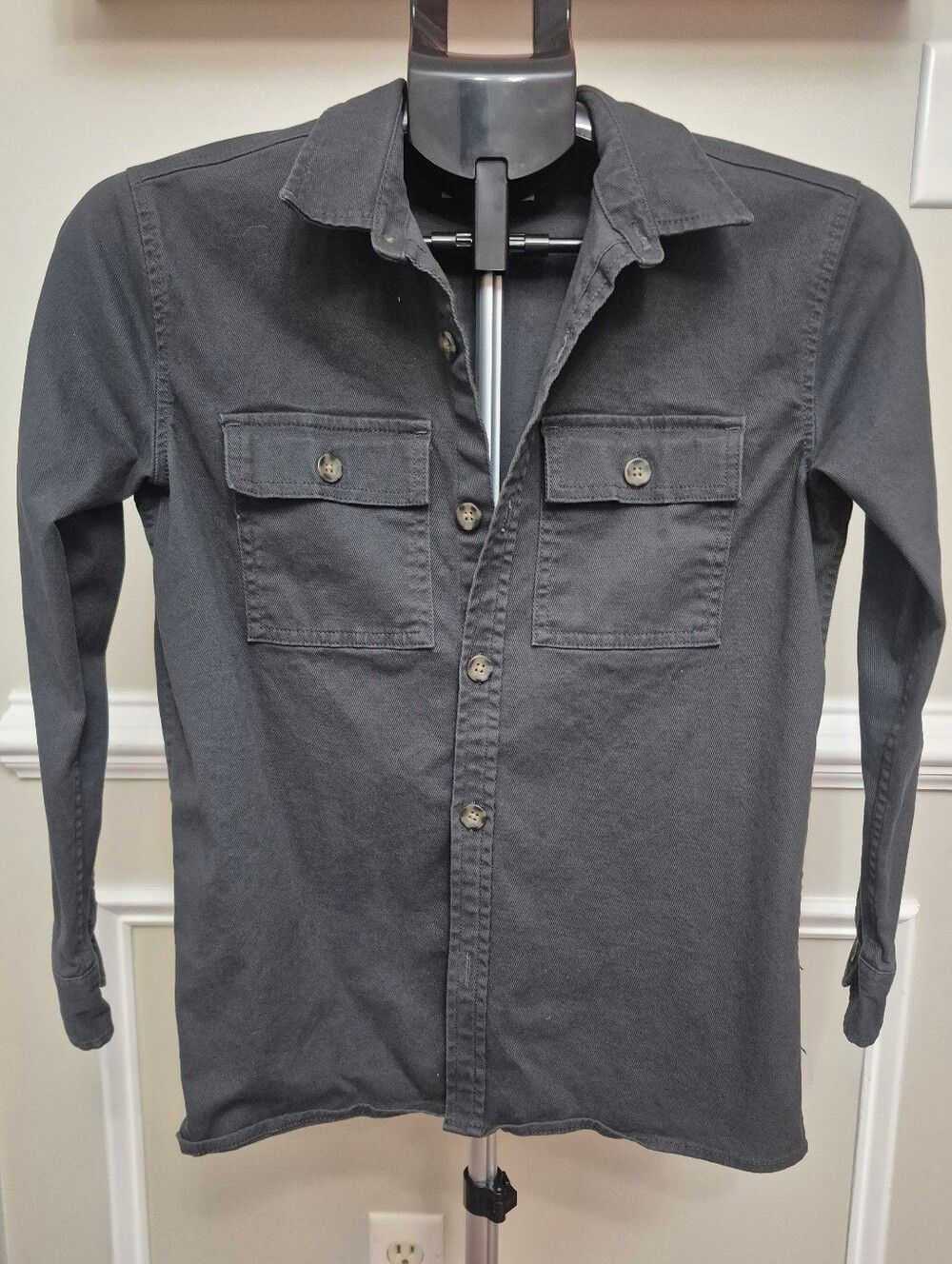 Old Navy Kids Built-In Flex Long Sleeve Utility Pocket Shirt Dark Gray L 10-12